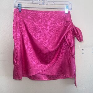 Pink Satin Wrap Around Skirt Medium